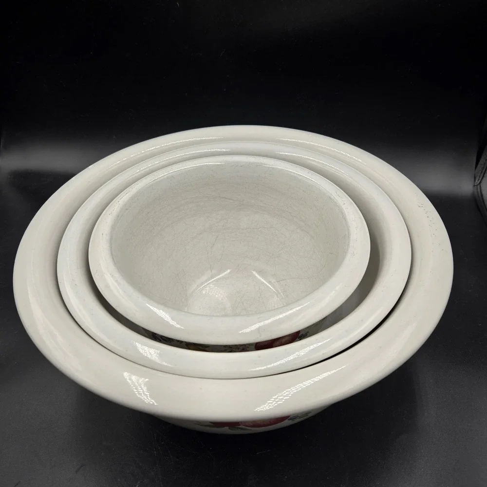 Corelle Country Cottagecore Nesting Bowls Set of Three‎ 1-2-3 Qt VTG Stoneware